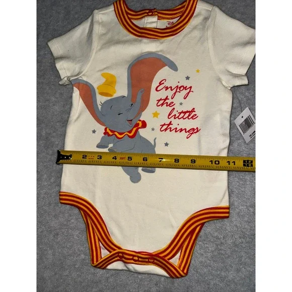Disney Dumbo Circus Bodysuit 18-24M Cream New Striped Trim One Piece - Picture 4 of 8